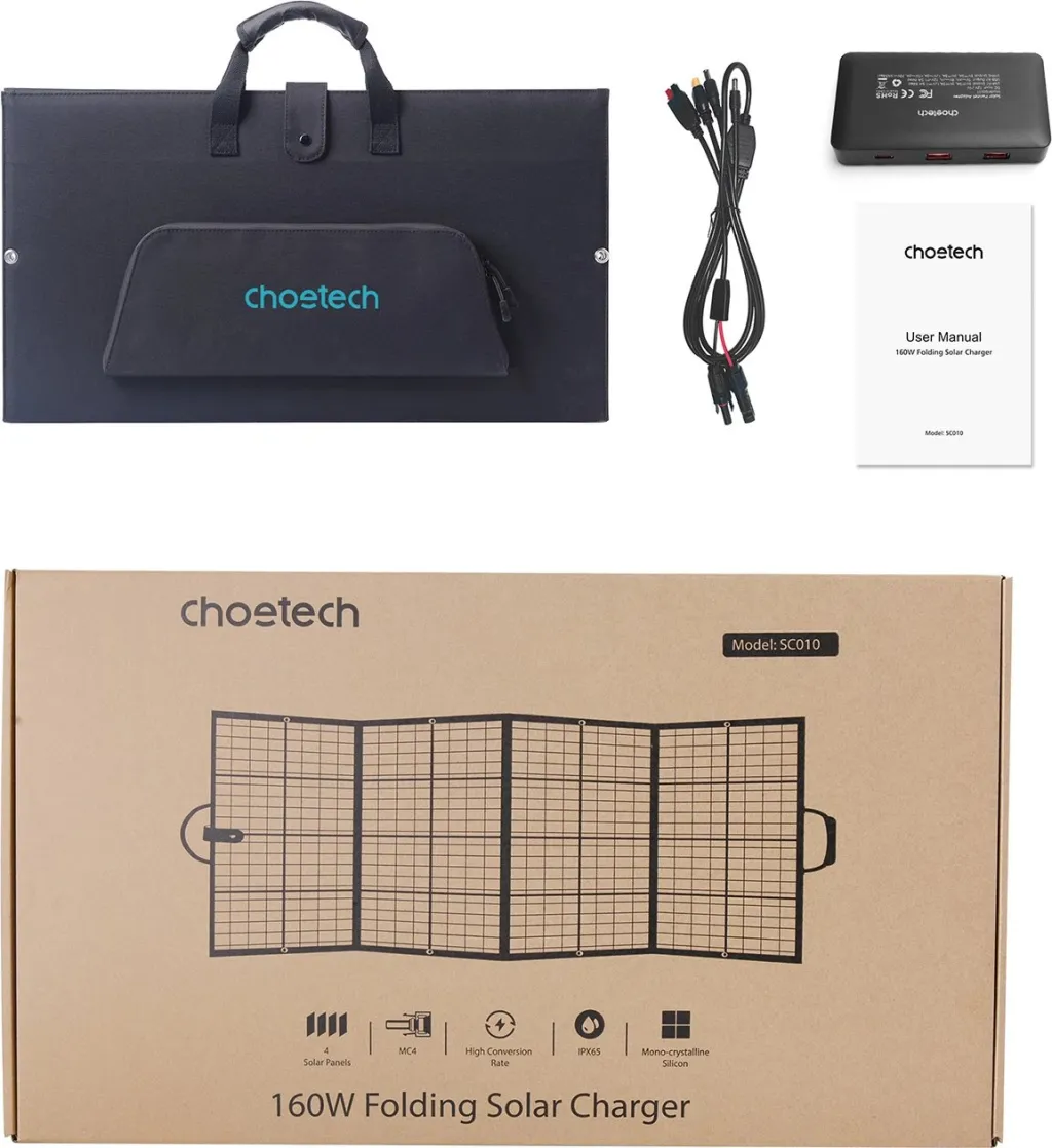 Karikues diellor i palosshëm Choetech SC010, 160W, i zi - 8