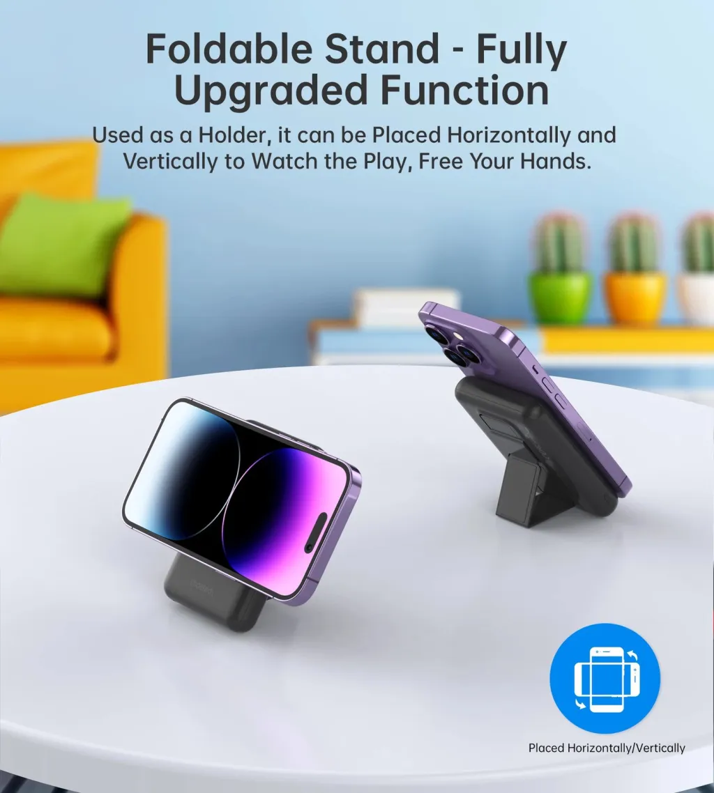 Powerbank Choetech B662, 5000mAh, MagSafe wireless, USB-C/USB-A, e zezë - 7