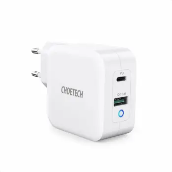 Karikues Choetech Q60062 GaN, USB-C, USB-A, PD, 65W, i bardhë