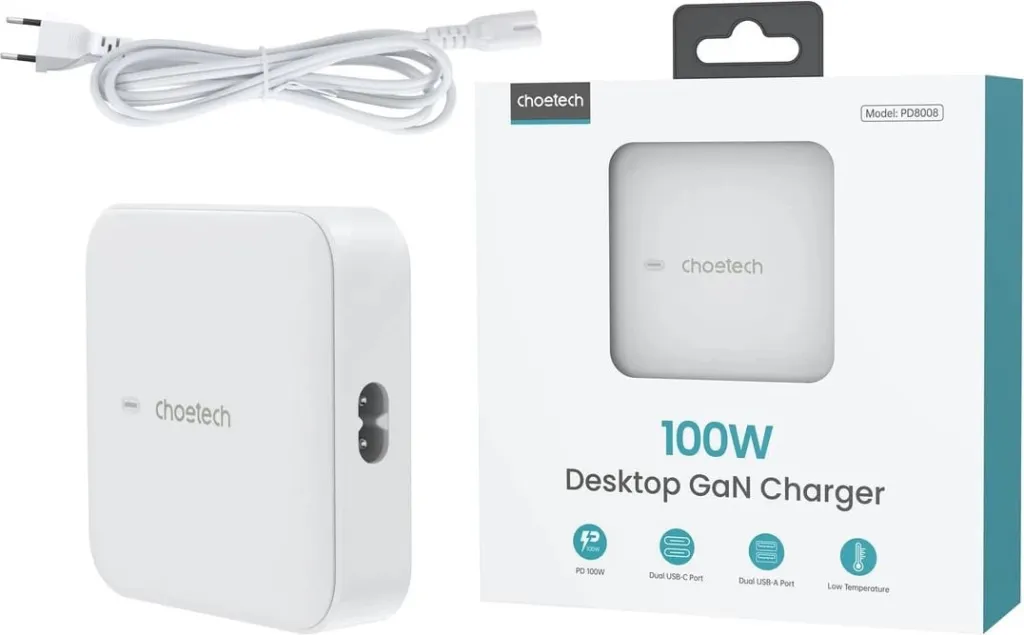 Karikues Choetech PD8008, 2xUSB-C, 2xUSB-A, GaN, 100W - 3