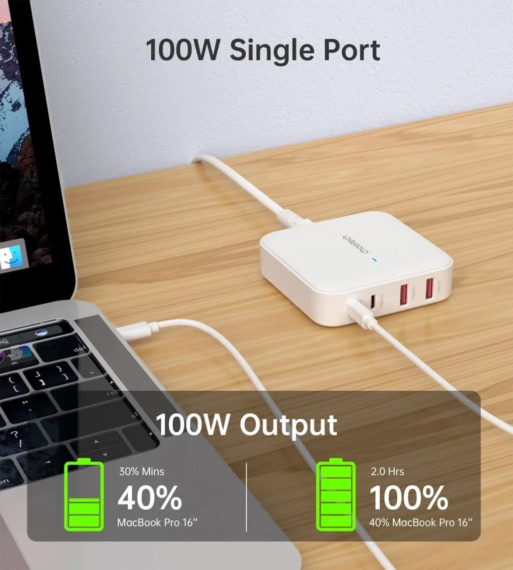 Karikues Choetech PD8008, 2xUSB-C, 2xUSB-A, GaN, 100W - 7