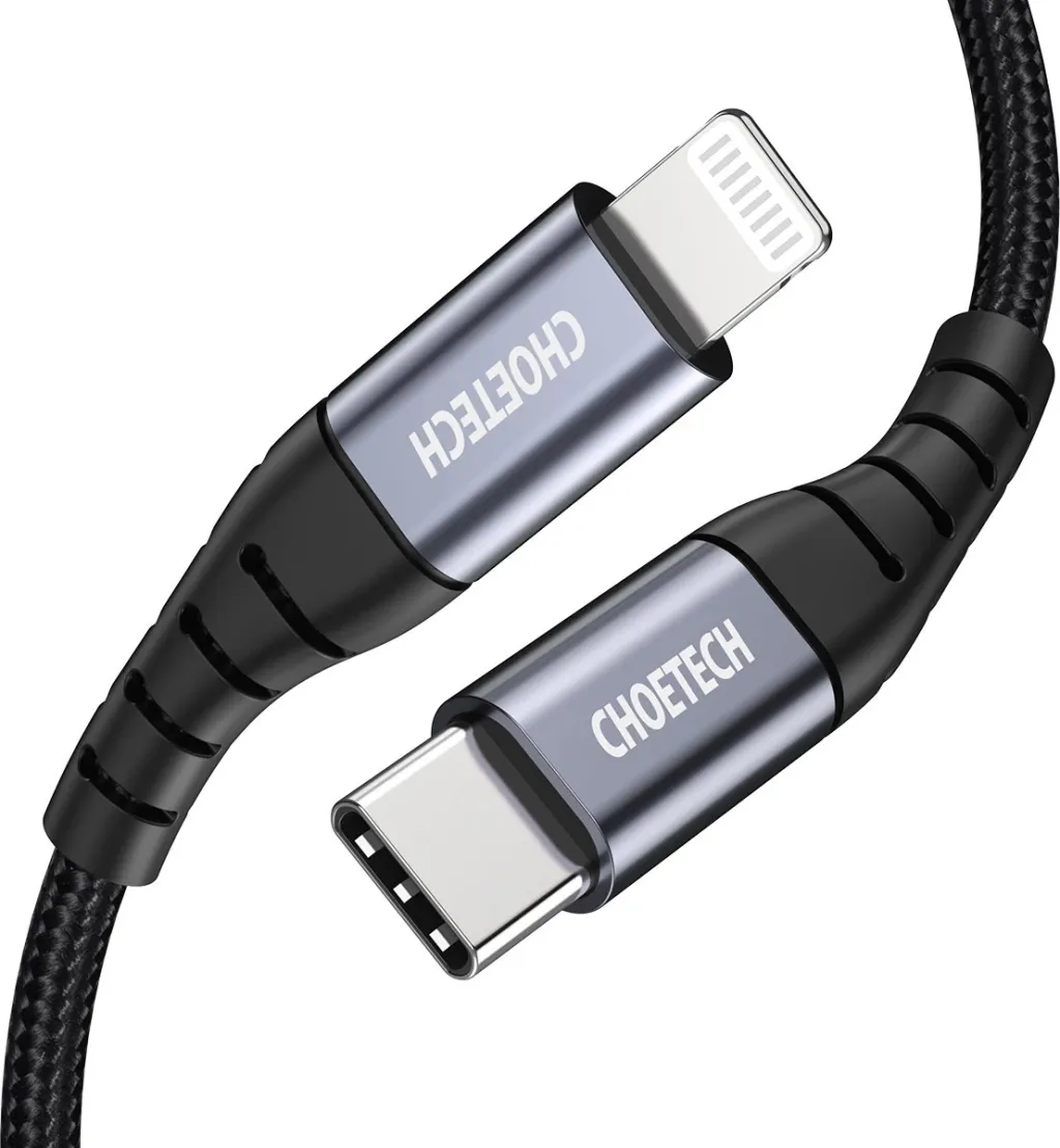 Kabllo Choetech IP0039 USB-C në Lightning, 1.2m, e zezë - 2