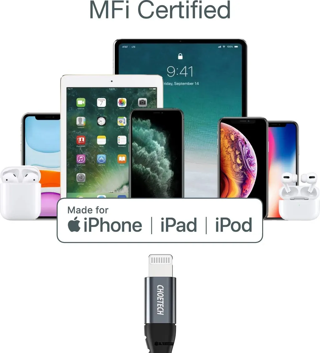 Kabllo Choetech IP0039 USB-C në Lightning, 1.2m, e zezë - 4