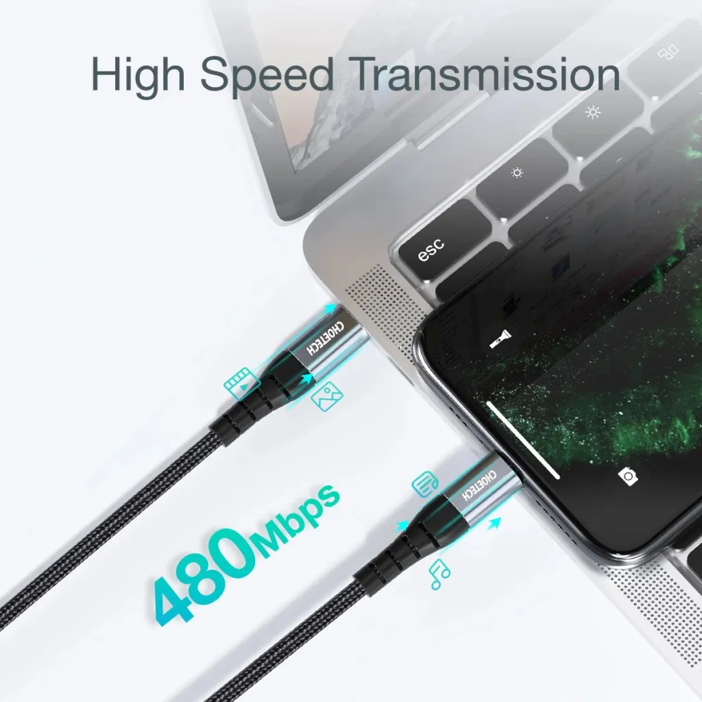 Kabllo Choetech IP0039 USB-C në Lightning, 1.2m, e zezë - 6