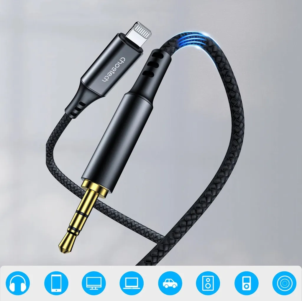 Kabllo audio Choetech AUX009, Lightning në 3.5mm, 2m, e zezë - 2