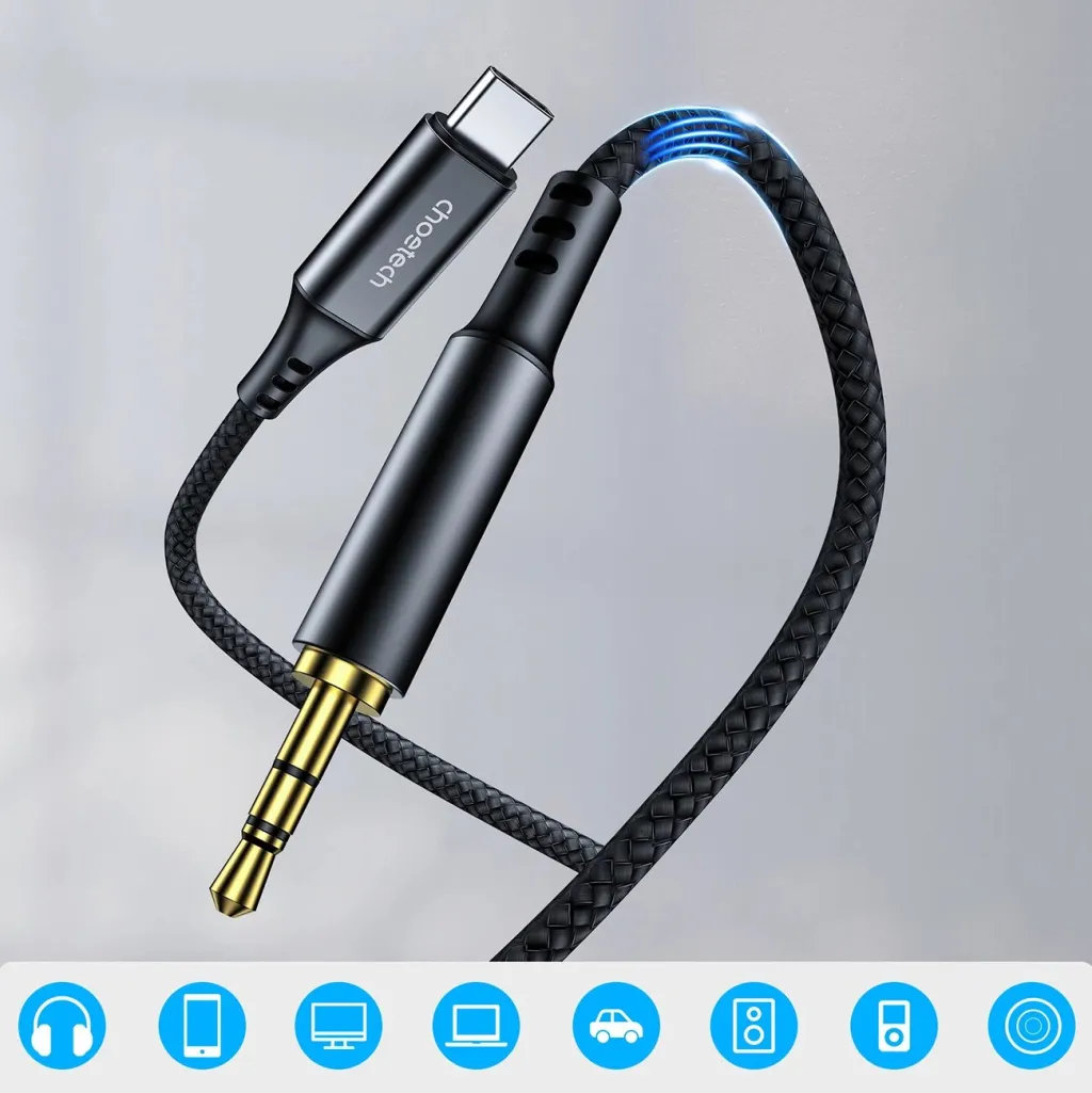 Kabllo audio Choetech AUX006, USB-C në mini jack 3.5mm, 1m, e zezë - 2