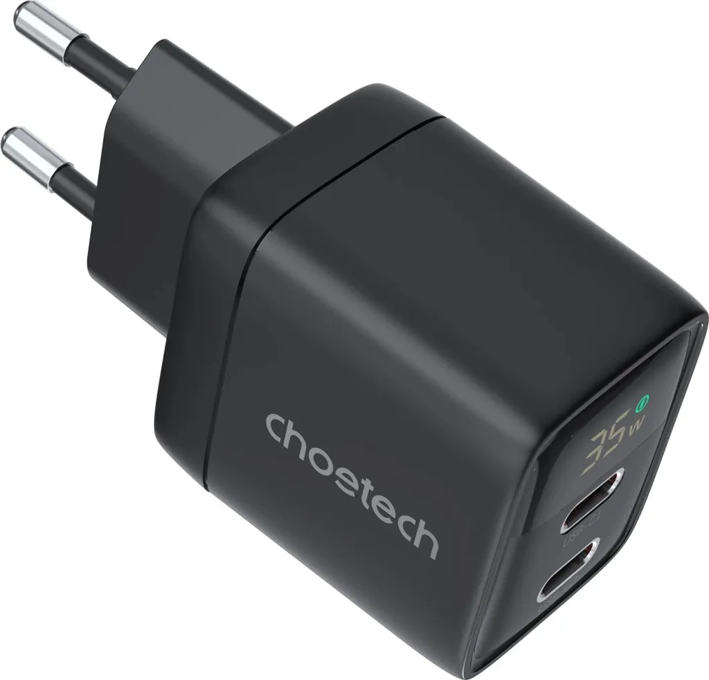 Karikues muri Choetech PD6051, 35W, 2x USB-C, me ekran, zi - 2