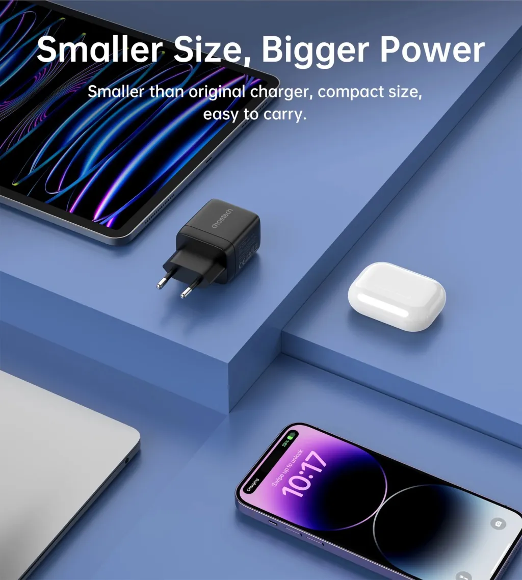 Karikues muri Choetech PD6051, 35W, 2x USB-C, me ekran, zi - 7