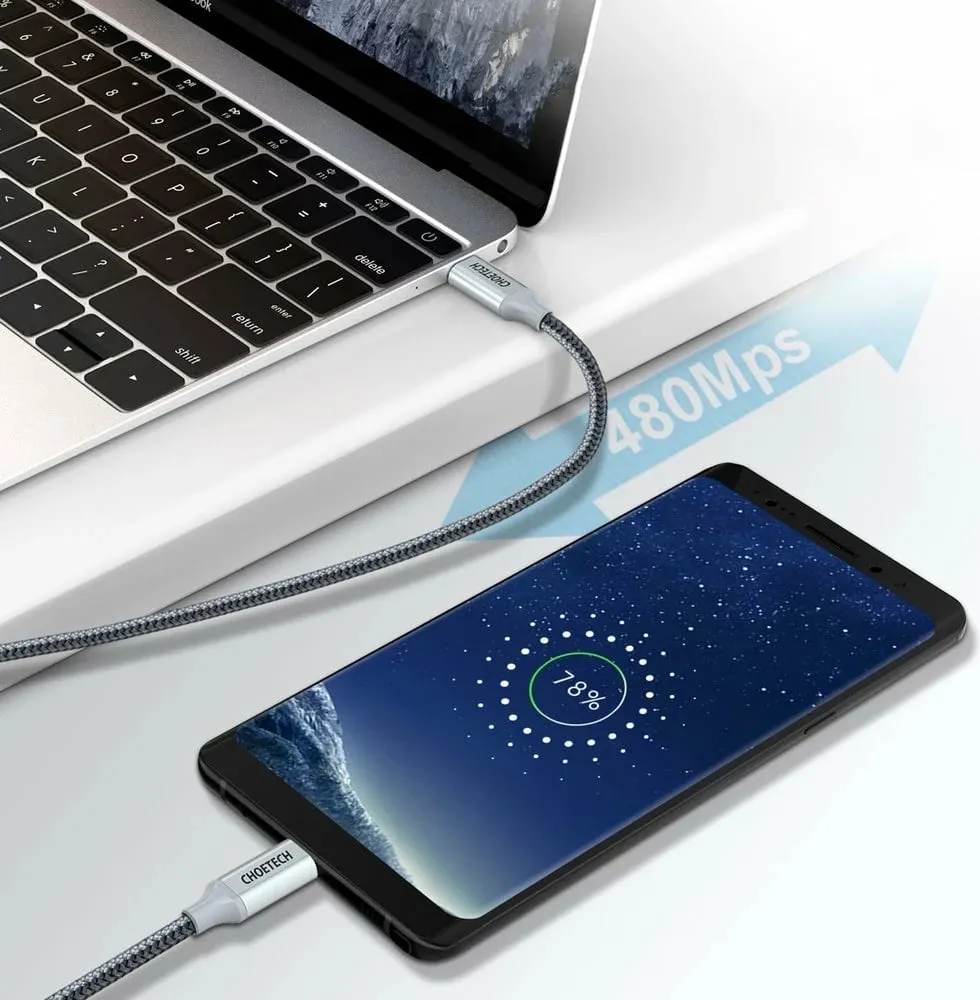 Kabllo USB-C në USB-C Choetech XCC-1002-GY, 1.8m, 100W, Gri - 4