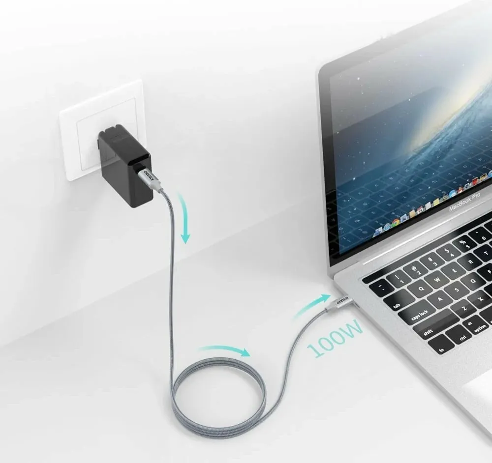 Kabllo USB-C në USB-C Choetech XCC-1002-GY, 1.8m, 100W, Gri - 7