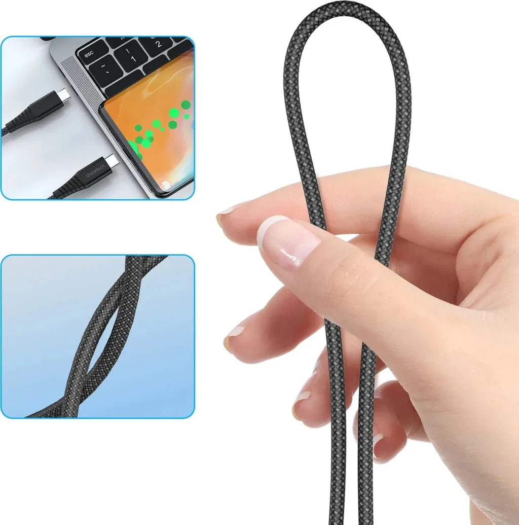 Kabllo USB-C në USB-C Choetech XCC-1051, 1.8m, 240W, e zezë - 3