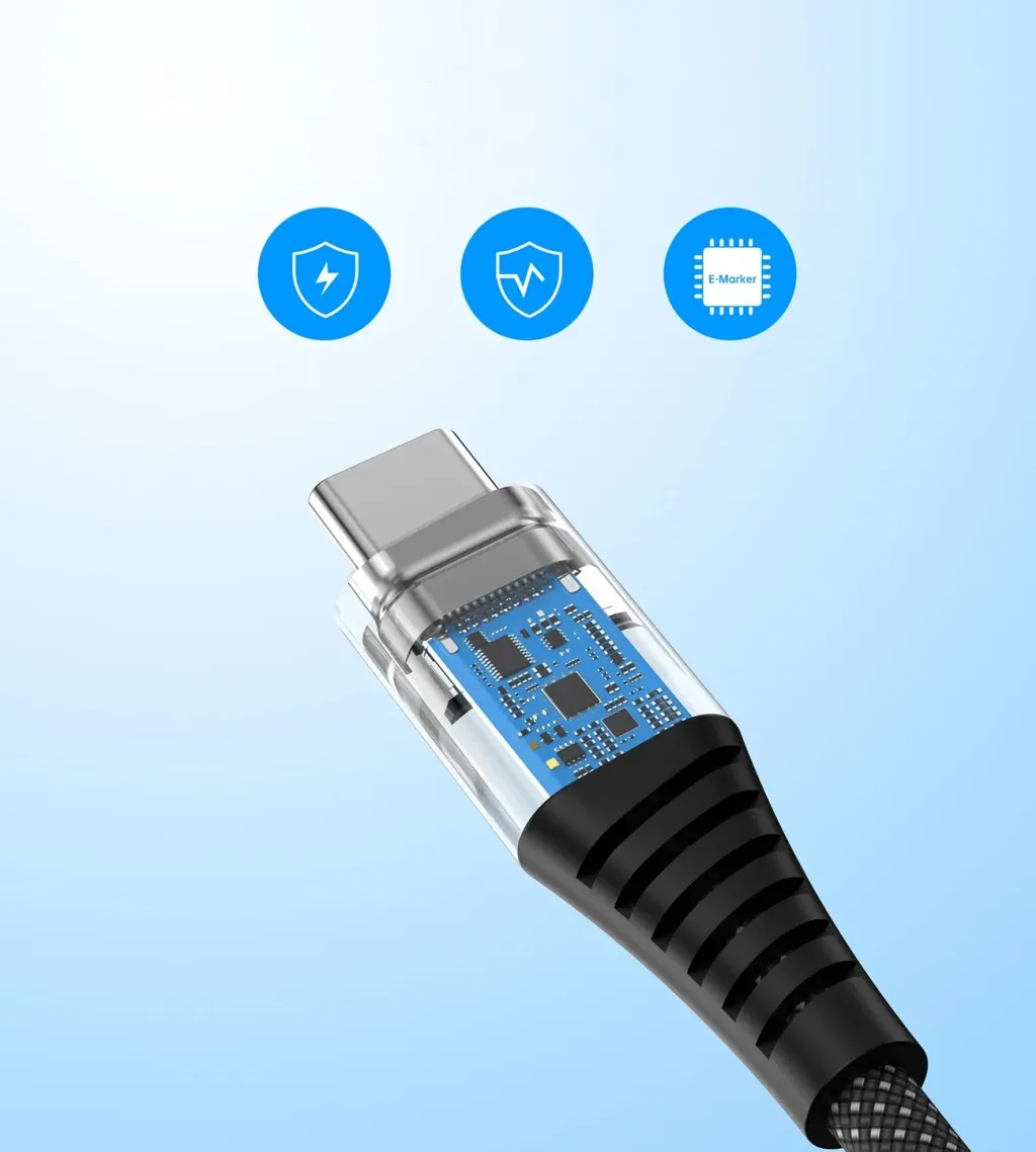 Kabllo USB-C në USB-C Choetech XCC-1051, 1.8m, 240W, e zezë - 4