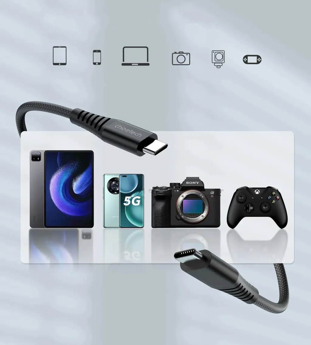 Kabllo USB-C në USB-C Choetech XCC-1051, 1.8m, 240W, e zezë - 5