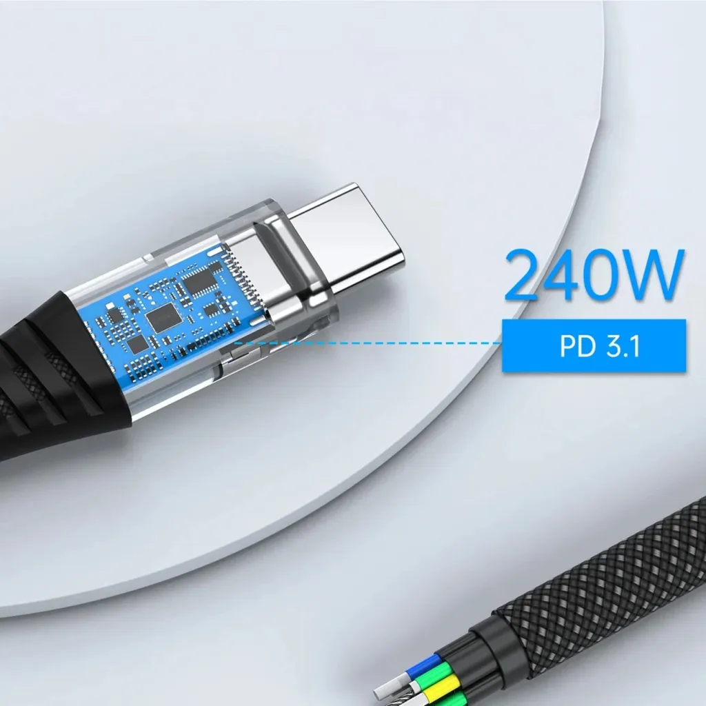 Kabllo USB-C në USB-C Choetech XCC-1051, 1.8m, 240W, e zezë - 6