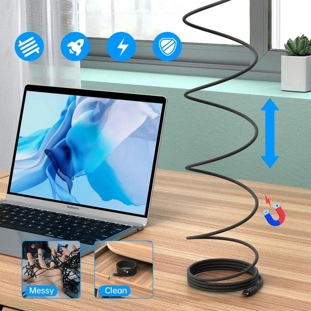 Kabllo USB-C në USB-C Choetech XCC-1051, 1.8m, 240W, e zezë - 8