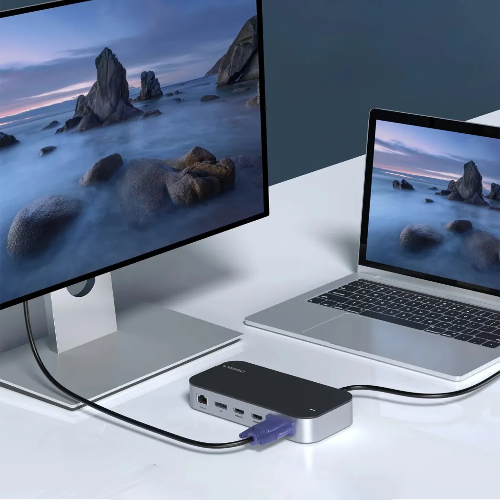 Kasë Choetech HUB-M52, USB-C, HDMI, VGA, DP, SD, RJ45, Gri - 11