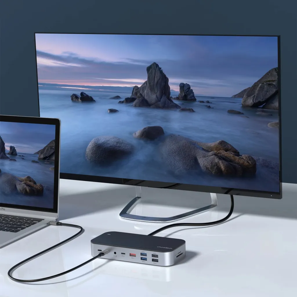 Kasë Choetech HUB-M52, USB-C, HDMI, VGA, DP, SD, RJ45, Gri - 6