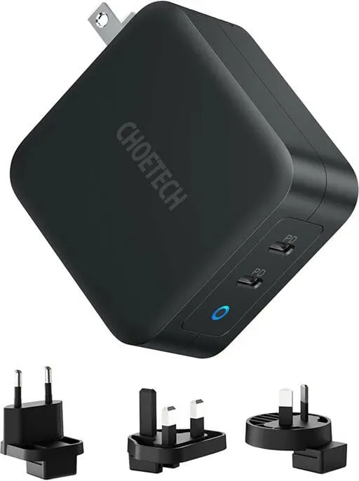 Kasë karikimi Choetech PD6008, 2x USB-C, 100W, GaN, e zezë - 1