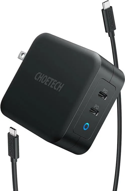 Kasë karikimi Choetech PD6008, 2x USB-C, 100W, GaN, e zezë - 3