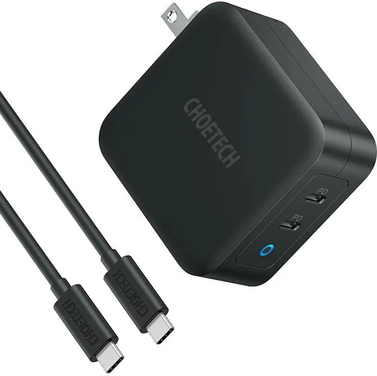 Kasë karikimi Choetech PD6008, 2x USB-C, 100W, GaN, e zezë - 4