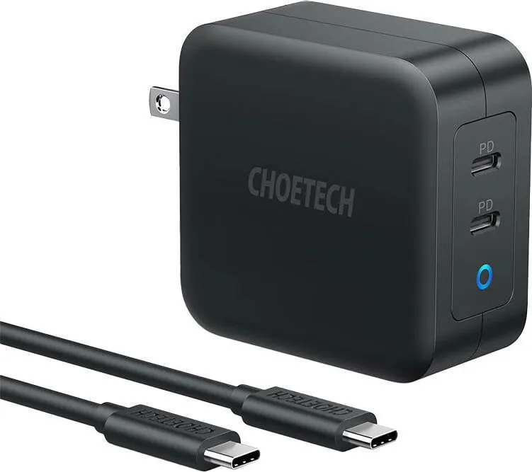 Kasë karikimi Choetech PD6008, 2x USB-C, 100W, GaN, e zezë - 5