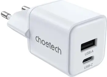 Karikues muri Choetech PD5012, 30W, 2 porta (USB-C, USB-A), i bardhë