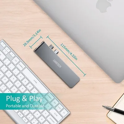 Docking station Choetech HUB-M14 për MacBook Pro/Air, 7-në-2 USB-C, Thunderbolt 3, argjendtë - 16