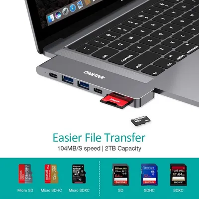 Docking station Choetech HUB-M14 për MacBook Pro/Air, 7-në-2 USB-C, Thunderbolt 3, argjendtë - 4
