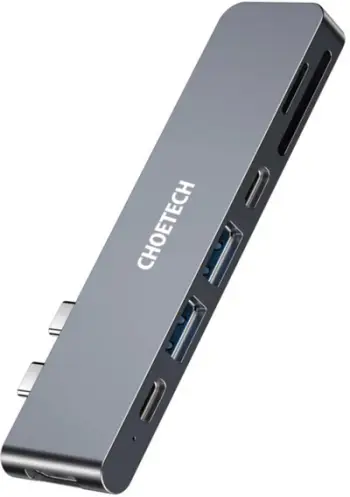 Docking station Choetech HUB-M14 për MacBook Pro/Air, 7-në-2 USB-C, Thunderbolt 3, argjendtë