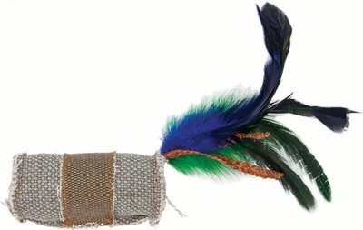 Lodër për mace Barry King Feather and String, 4 x 9.5 cm, e hirtë/vjollcë - 1
