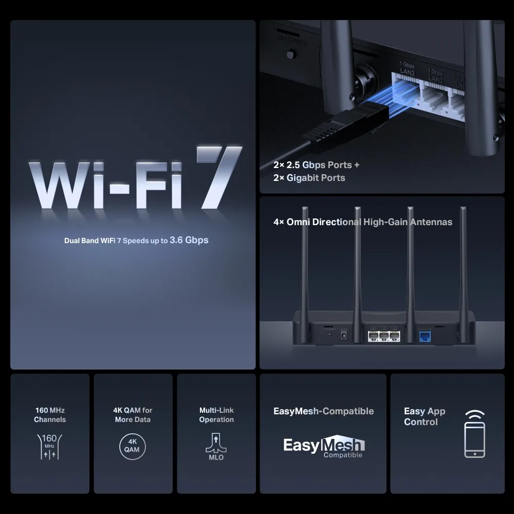 Router Mercusys BE3600, Wi-Fi 7 - 3