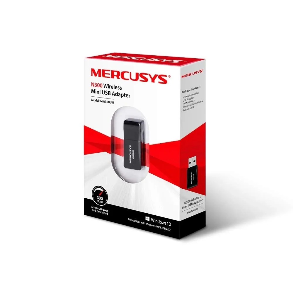 Përshtatës rrjeti Mercusys MW300UM Wireless N Mini USB, 300 Mbps, USB 2.0, i zi - 2