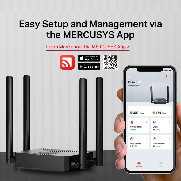 Ruter Mercusys Wi-Fi 6 AX1500 - 4