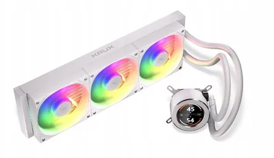 Ftohës uji për CPU Krux HydroGlance 360 LCD, radiator 360 mm, ARGB, i bardhë - 1