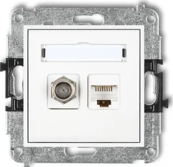 Prizë antene Karlik MINI tip F (SAT) + priza kompjuteri 1xRJ45, kat. 5e, e bardhë
