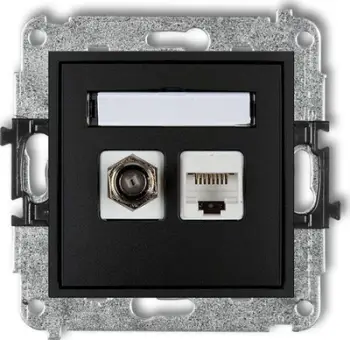 Priza antenë Karlik MINI 12MGFK, F-type SAT + 1xRJ45 Cat.5e, e zezë mat