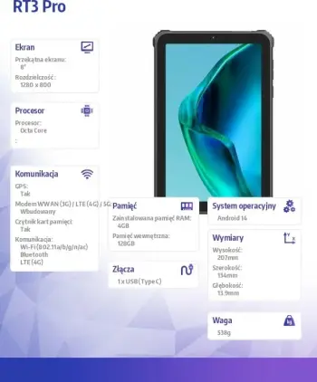 Tablet Oukitel RT3 Pro 4G, 8", 4GB 128GB, i gjelbër