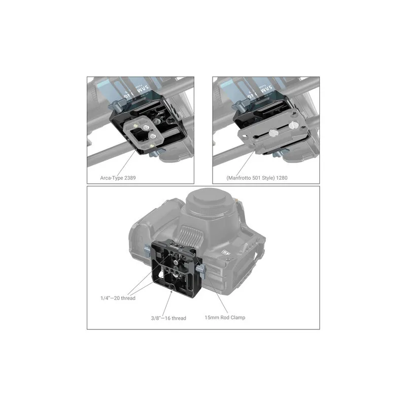 SmallRig Universal LWS Baseplate with Dual 15mm Rod Clamp - 9