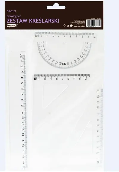 Set për gjeometri Grand GR-032T, 20cm, transparent - 1