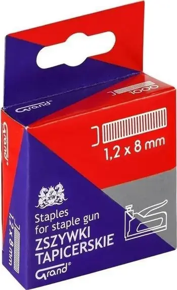 Kapëse për stapler Grand 1.2x8mm, set 1000 copë, metalike