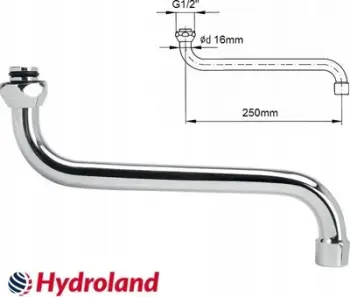 Pipë lavamani Hydroland WL.S-250.B, 250mm, 1/2", ngjyrë argjendi