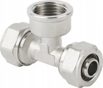 T-nyje PEX Hydroland PX-R.T 16x1/2, bronz me nikel, për ujë të ngrohtë dhe të ftohtë