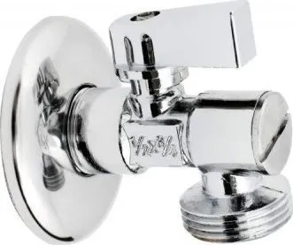 Valvul këndore Hydroland ZK 1/2"-1/2", me filtër, me rozetë, krom - 1