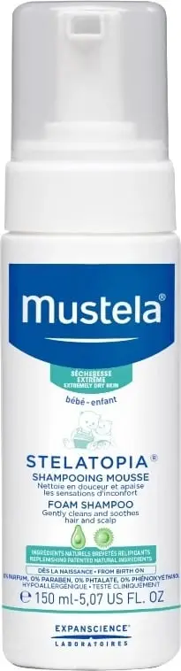 Shampo/Shkumë për fëmijë Mustela Stelatopia (Foam Shampoo) kMUS031, 150 ml