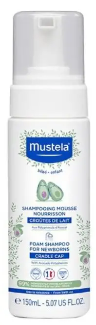 Shampo shkumë për foshnja të posa lindura Mustela, 150 ml