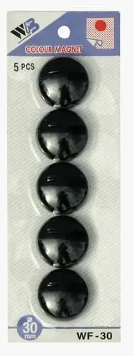 Magnetë Argo Magnet, 30mm, set 5 copë, të zinj