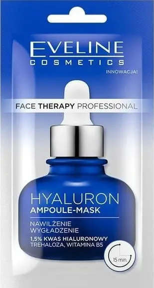 Maskë fytyre Eveline Face Therapy Professional Hyaluron, ampulë 8ml, hidratim intensiv