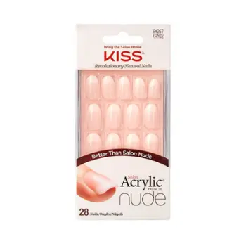 Set për thonj Kiss Salon Acrylic French Nude 64267, 28 copë