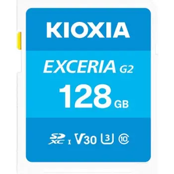 SD kartelë Kioxia EXCERIA G2 128GB, SDXC, Class 10, UHS-I, kaltër