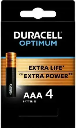 Bateri alkaline Duracell Optimum AAA, paketim 4 copë